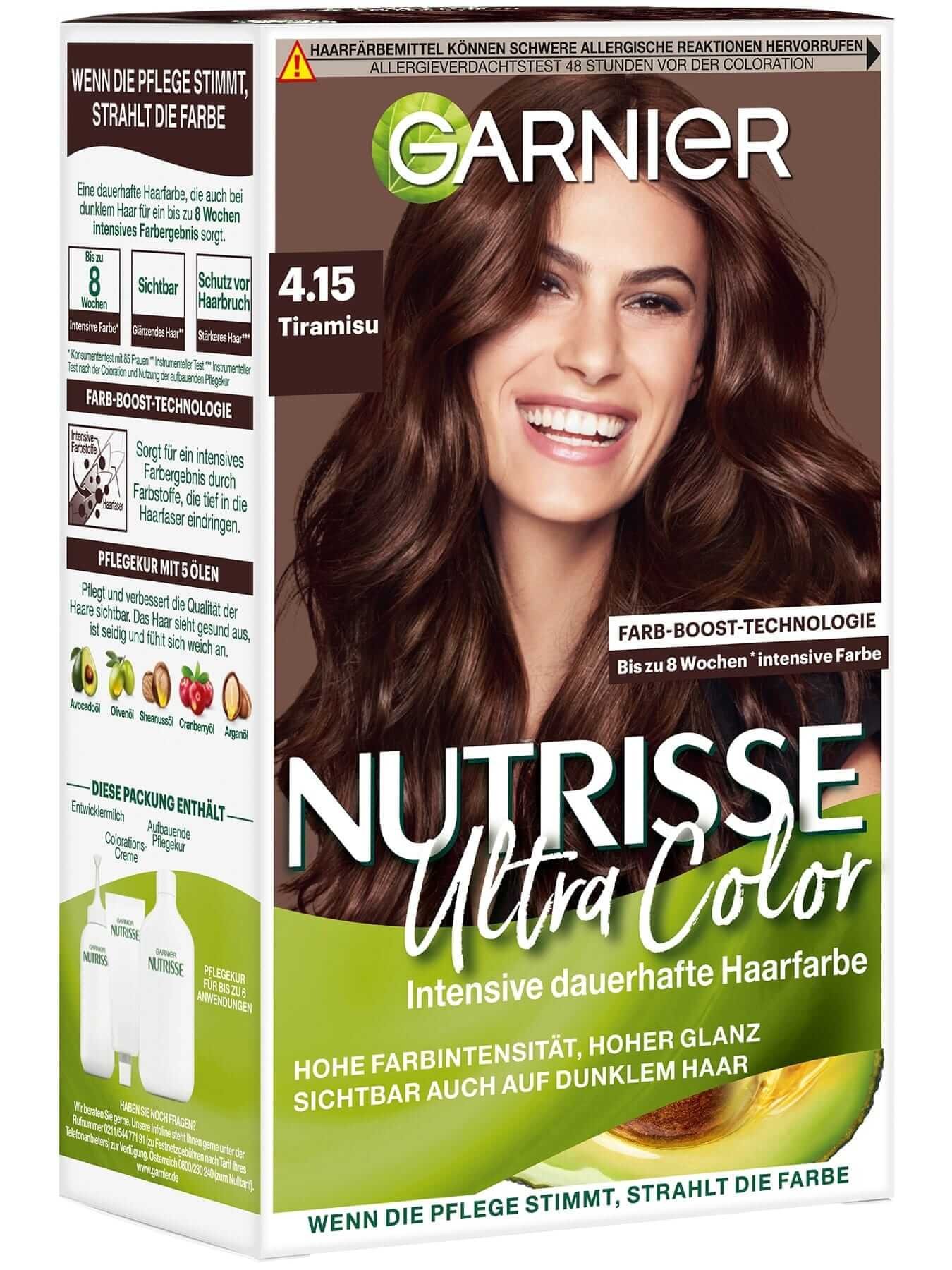 Garnier Nutrisse Farbsensation dauerhafte Haarfarbe in 4.15 Tiramisu Produktabbildung